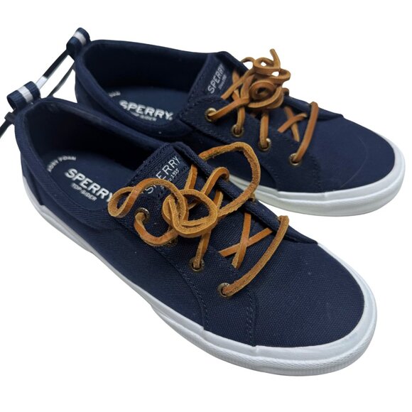 Sperry Crest Vibe Navy Blue Canvas Sneakers Women’s 7 New - Picture 1 of 11